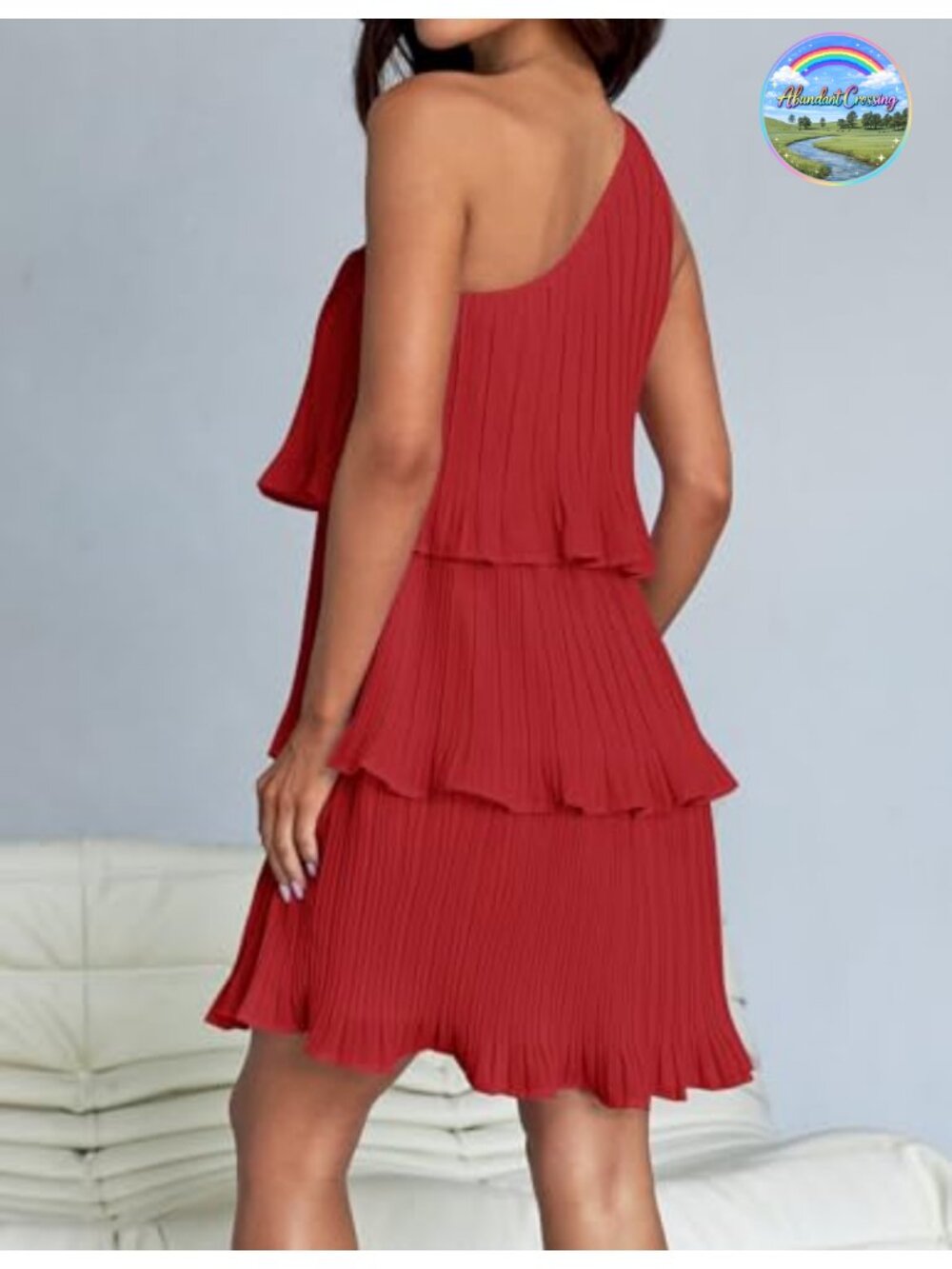 One Shoulder Ruffle Tiered Mini Dress Sleeveless Flowy Chiffon Summer